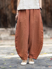 Women's Cotton-Linen Artistic Retro Loose Ramie Skirt-Pants – Versatile Relaxed-Fit Wide-Leg Pants with Elastic Waist – 20260511