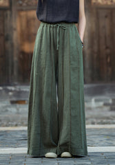 Personalized Patchwork Natural Raw Edge Linen Personalized Women's Wide Leg Pants (Fall/Winter) 20240920