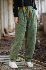 2024 Winter Thickened Printed Quilted Warm Cotton Linen Pants, Vintage Loose Cotton Linen Tapered Pants 20241114