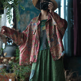 Vintage Digital Printed Pure Ramie Shirt, Summer Loose Casual Shirt 240621