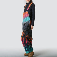 Printed Cotton Overalls,Women's Denim Overalls,Stonewashed Loose Overalls