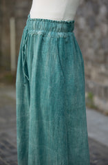 Ramie Handmade Tie-Dye Tied Mid-Waist Wide-Leg Pants, Vintage Elastic Waist Casual Trousers 20240722