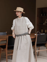 Summer Embroidered Linen Vest,Loose Casual Linen Sleeveless Top,100% Linen Sleeveless T-Shirt 20250314