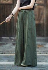 Personalized Patchwork Natural Raw Edge Linen Personalized Women's Wide Leg Pants (Fall/Winter) 20240920