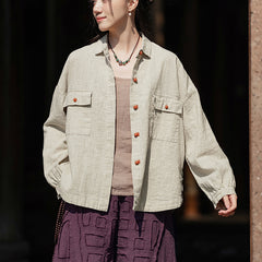 Long-sleeved cotton shirt, summer casual loose cotton shirt 20250328