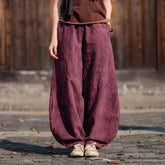 Summer Loose Casual Elastic Waist Stone Washed Cotton Linen Pants 20250328