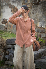 Summer Cotton  Linen shirt, Vintage Chinese  shirt, 20250408