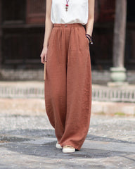 New Summer Collection: Women's Cotton-Linen Artistic and Versatile Casual Linen Pants with Drawstring Elastic Waist, Flowing Silhouette, and Slimming Straight Legs 20260511