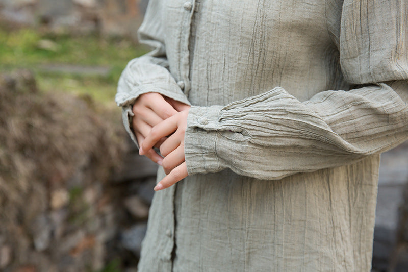 Summer Cotton  Linen shirt, Vintage Chinese  shirt, 20250408