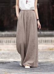 New Arrival: Women's Cotton-Linen Artistic Retro Loose Ramie Skirt-Pants – Versatile Relaxed-Fit Wide-Leg Pants with Elastic Waist – 20260511