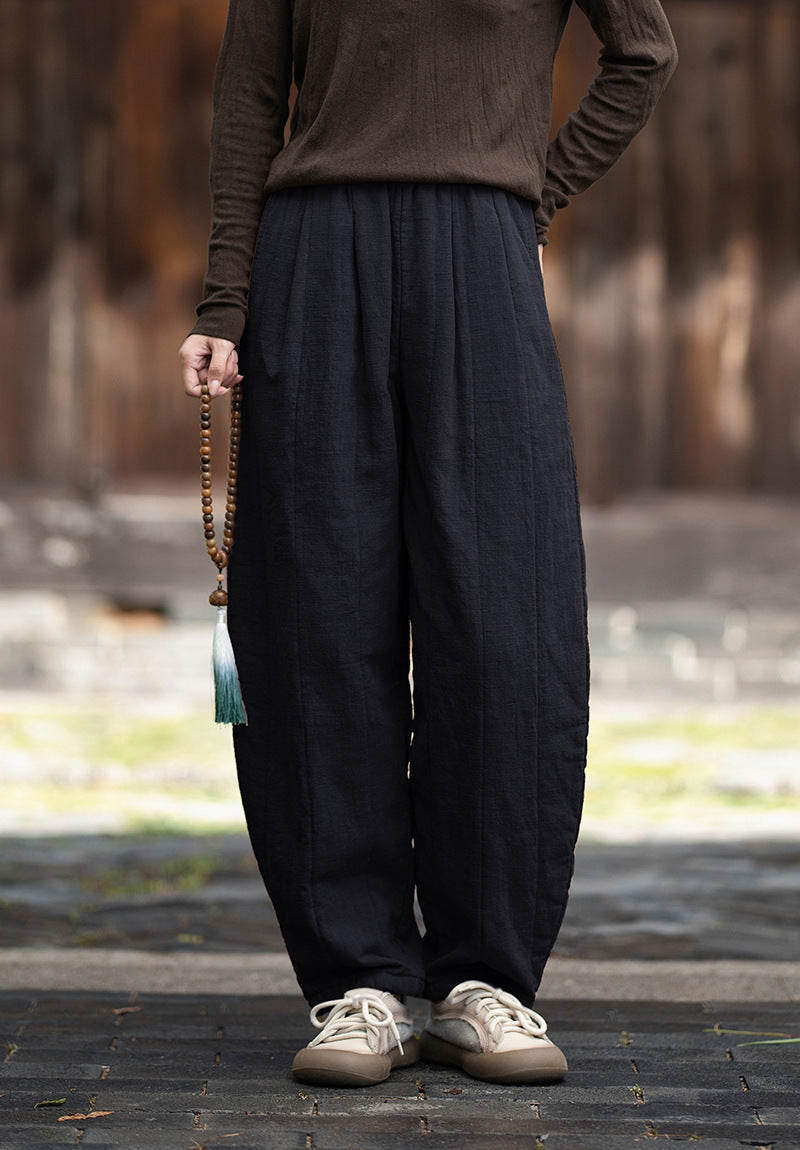 2026 Winter New Arrival: Original Cotton-Linen Pants with Piping and Pleats—Slimming, Zen-Inspired Casual Pants for Women, Versatile Long Pants