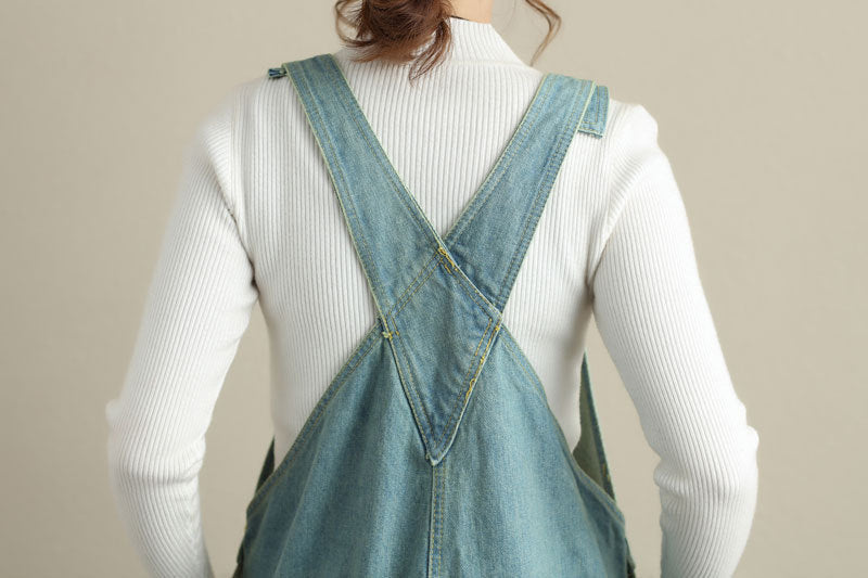 Stonewashed cotton overalls, women's denim washed overalls