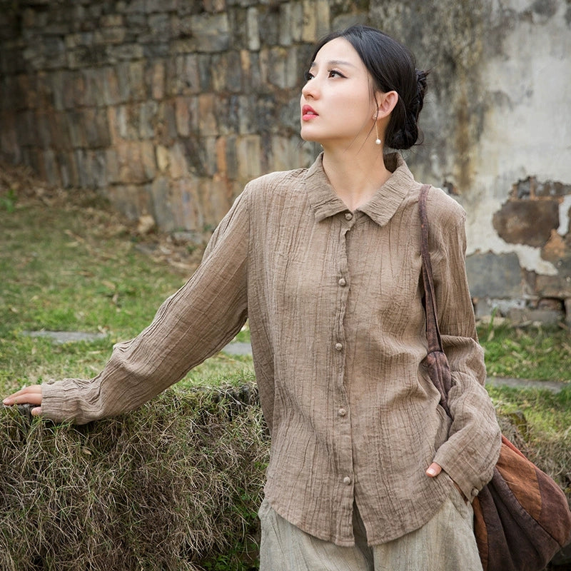 Summer Cotton  Linen shirt, Vintage Chinese  shirt, 20250408