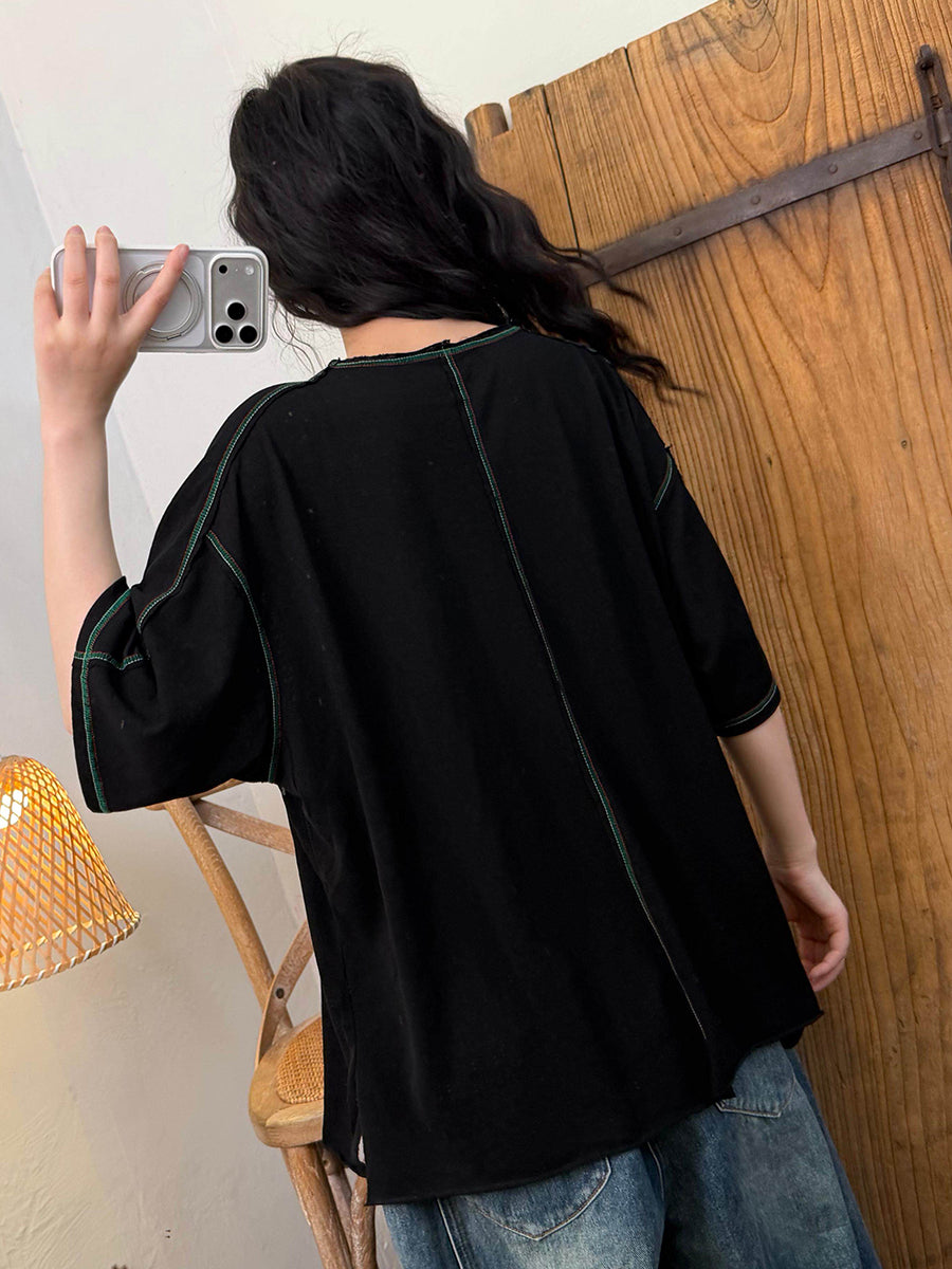 Women Summer Casual Pure Color O-Neck Shirt,Women Summer Casual Pure Color O-Neck Shirt 20260511