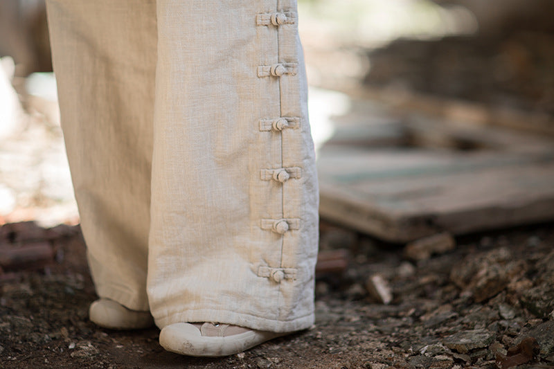 2026 Winter Cotton-Linen Women's Fashion: New Arrival—Original, Unique, Versatile, and Warm Women's Straight-Leg Quilted Trousers with Ramie and Cotton Padding