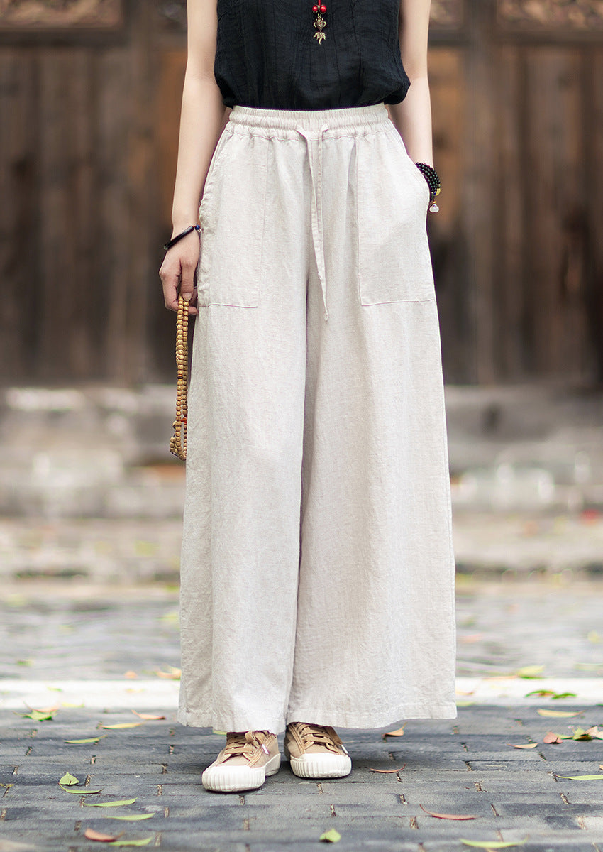 New Arrival: Versatile, Artistic Tie-Waist Relaxed-Fit Skirt-Pants for Women—Lightweight Tencel-Linen Wide-Leg Pants with Flowing Drape 20260511