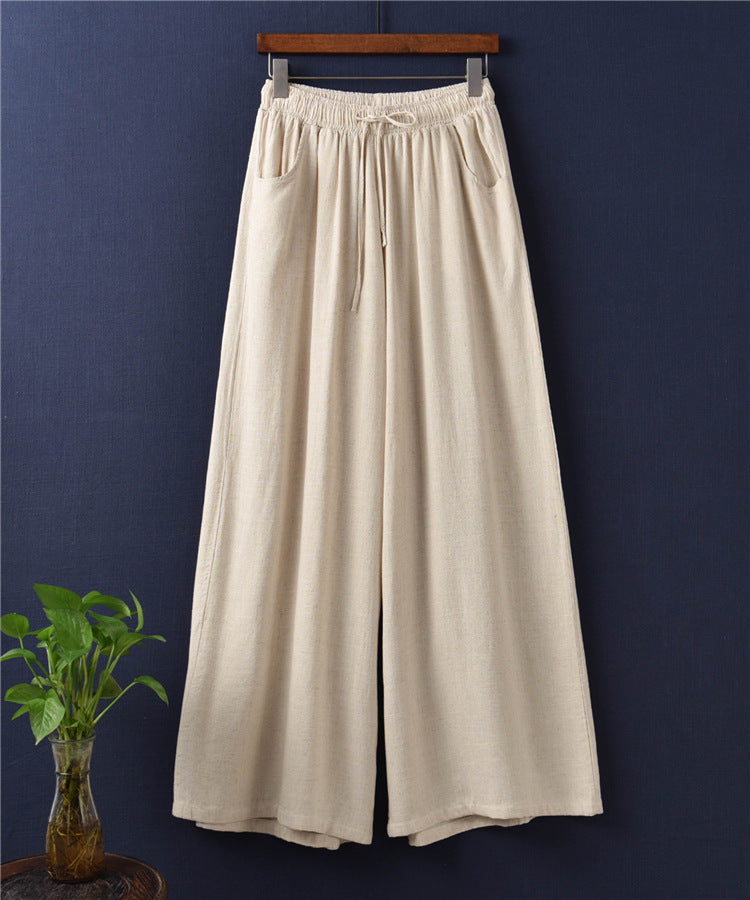 Linen wide leg pants,summer  linen pants ,linen pants women ,linen elastic waist pants,90s linen pants