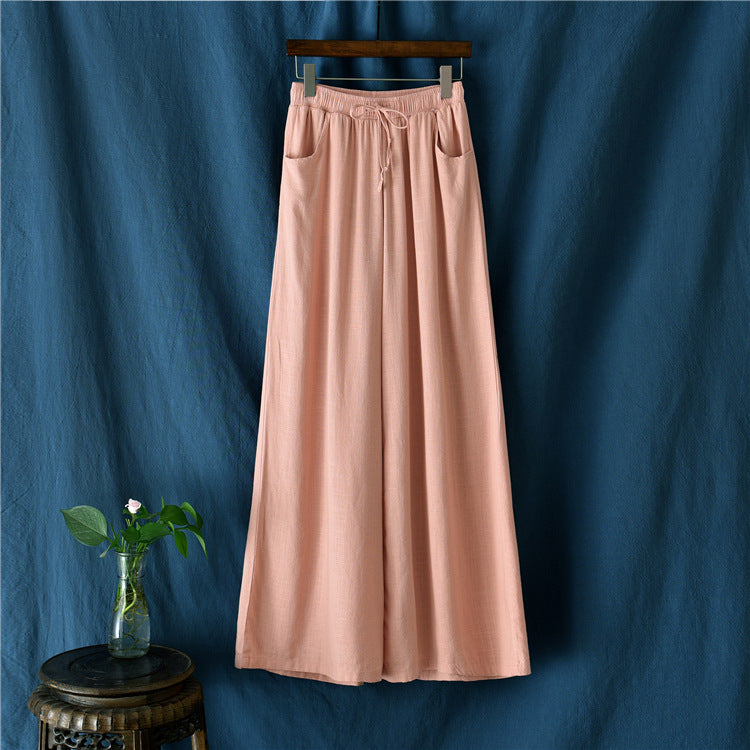Linen wide leg pants,summer  linen pants ,linen pants women ,linen elastic waist pants,90s linen pants