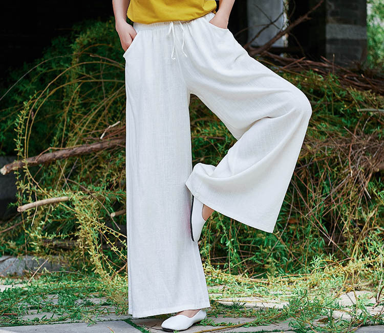 Linen wide leg pants,summer  linen pants ,linen pants women ,linen elastic waist pants,90s linen pants