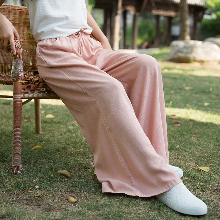Linen wide leg pants,summer  linen pants ,linen pants women ,linen elastic waist pants,90s linen pants