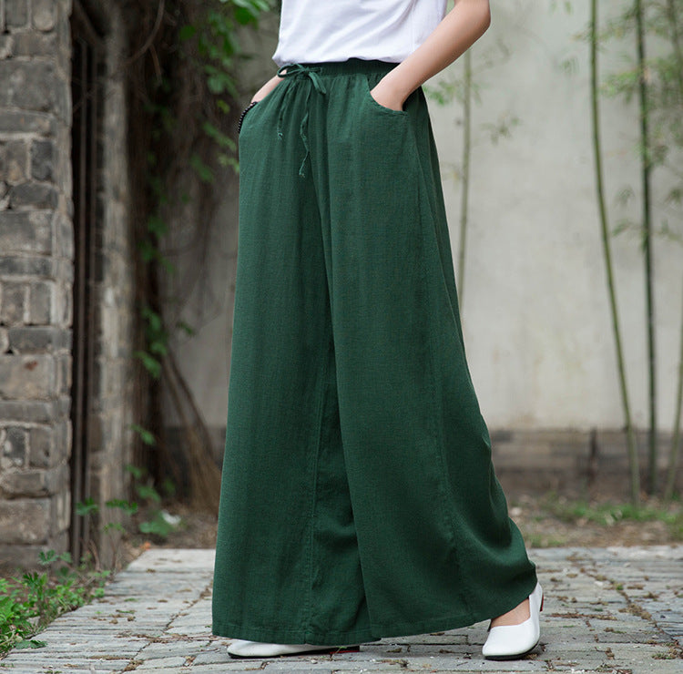 Linen wide leg pants,summer  linen pants ,linen pants women ,linen elastic waist pants,90s linen pants