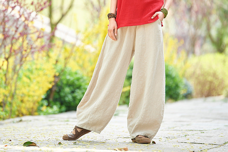 Linen wide-leg pants,vintage linen  pants, summer linen pants, linen straight-leg pants, linen yoga pants, cotton  linen harem pants