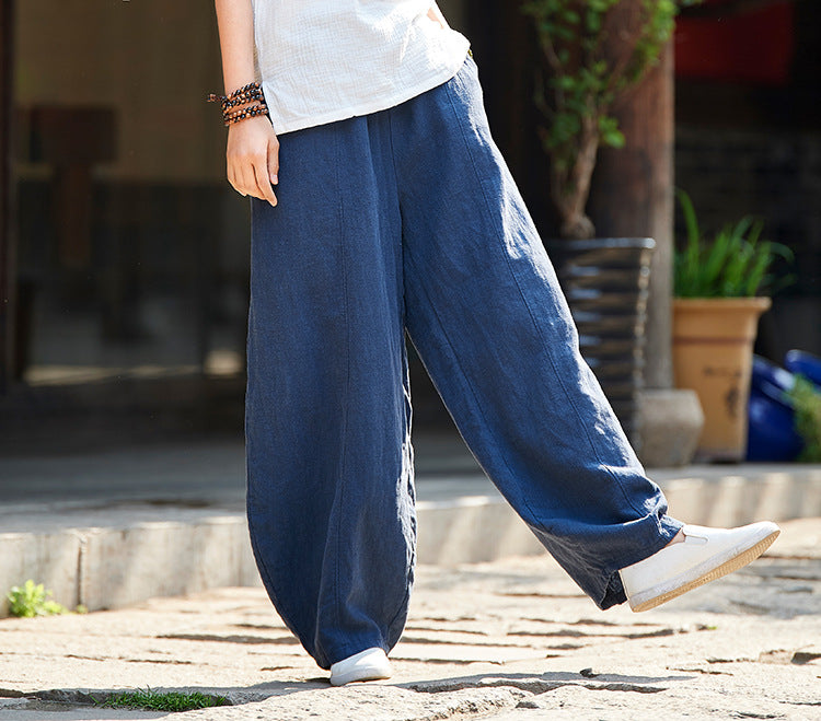 Linen wide-leg pants,vintage linen  pants, summer linen pants, linen straight-leg pants, linen yoga pants, cotton  linen harem pants