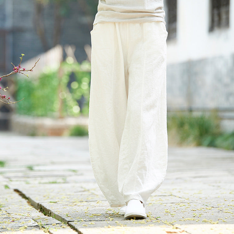 Linen wide-leg pants,vintage linen  pants, summer linen pants, linen straight-leg pants, linen yoga pants, cotton  linen harem pants