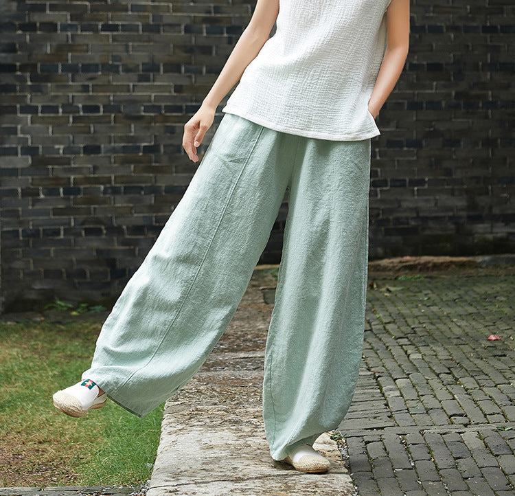 Linen wide-leg pants,vintage linen  pants, summer linen pants, linen straight-leg pants, linen yoga pants, cotton  linen harem pants