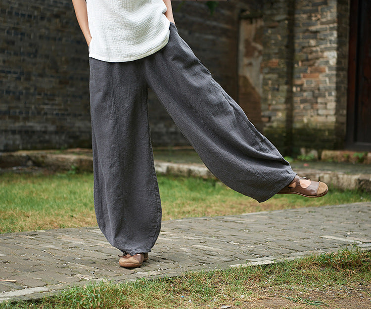 Linen wide-leg pants,vintage linen  pants, summer linen pants, linen straight-leg pants, linen yoga pants, cotton  linen harem pants