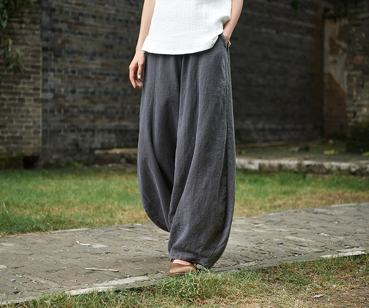 Linen wide-leg pants,vintage linen  pants, summer linen pants, linen straight-leg pants, linen yoga pants, cotton  linen harem pants