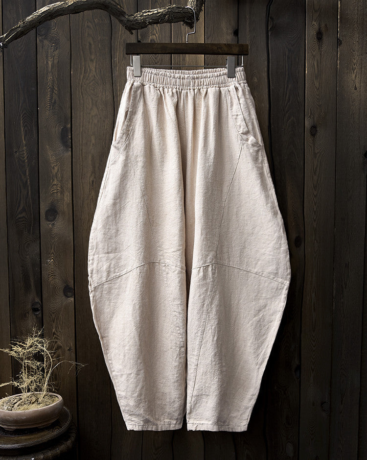 Vintage Linen pants,Tapered linen pants, linen yoga pants，loose linen pants,women linen pants,linen pants elastic waist