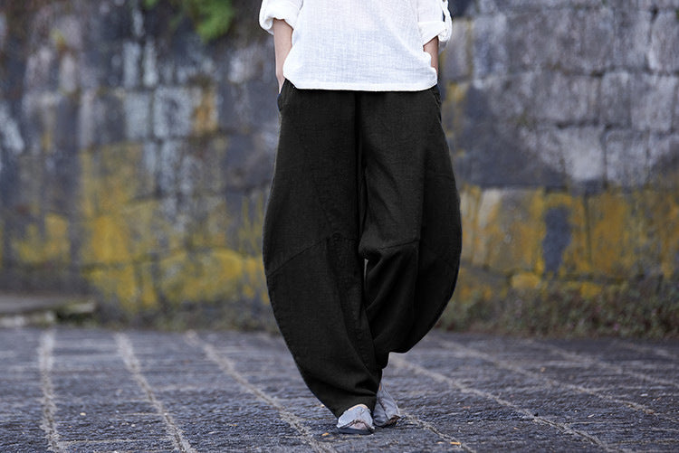 Vintage Linen pants,Tapered linen pants, linen yoga pants，loose linen pants,women linen pants,linen pants elastic waist