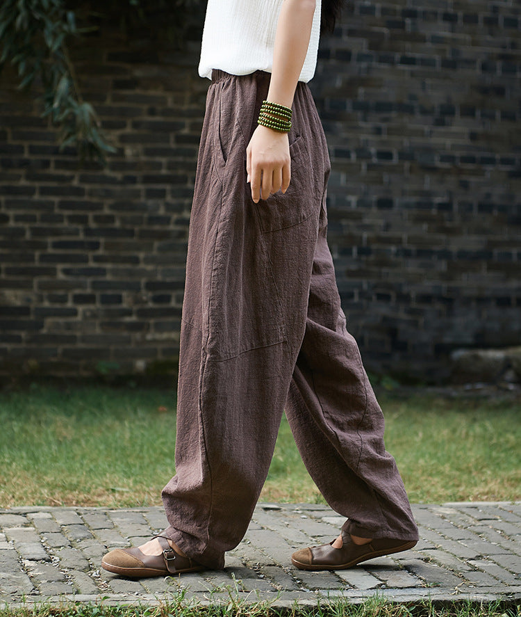 Vintage Linen pants,Tapered linen pants, linen yoga pants，loose linen pants,women linen pants,linen pants elastic waist