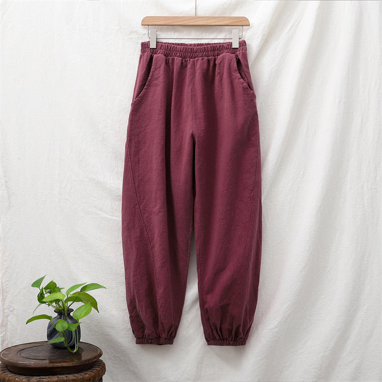 Women's casual linen pants,vintage cotton linen pants