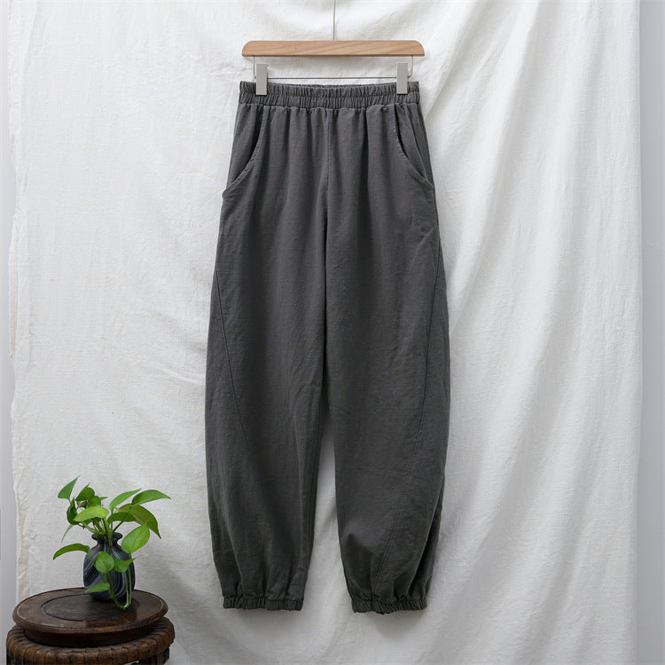 Women's casual linen pants,vintage cotton linen pants