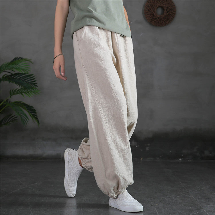 Women's casual linen pants,vintage cotton linen pants