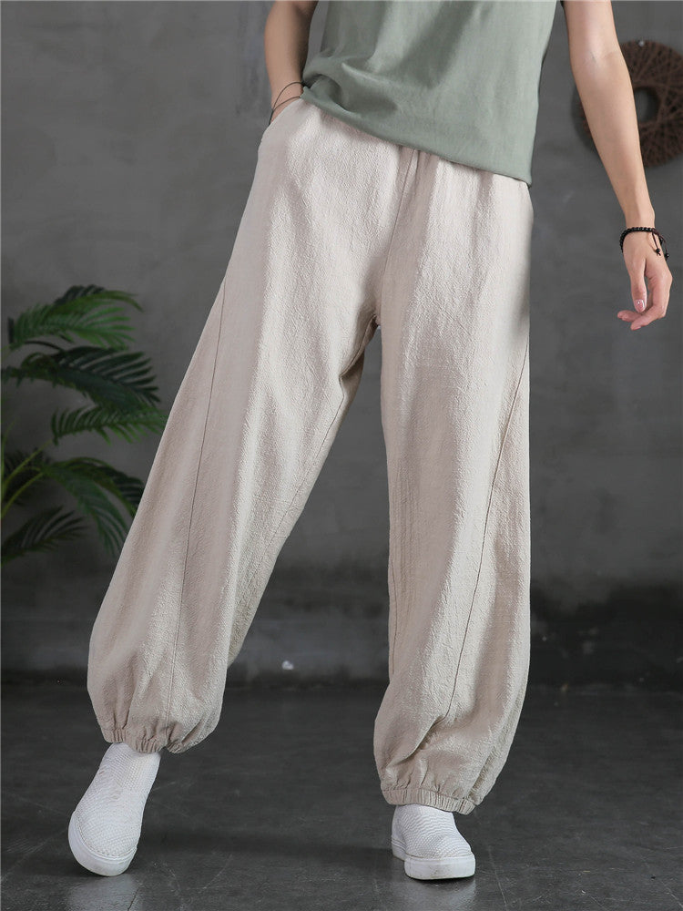 Women's casual linen pants,vintage cotton linen pants