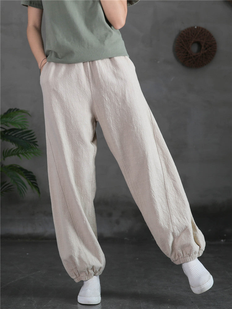 Women's casual linen pants,vintage cotton linen pants