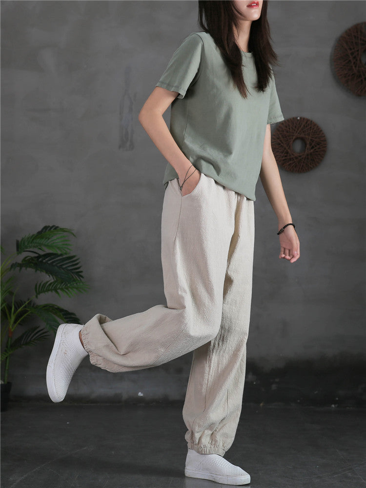 Women's casual linen pants,vintage cotton linen pants