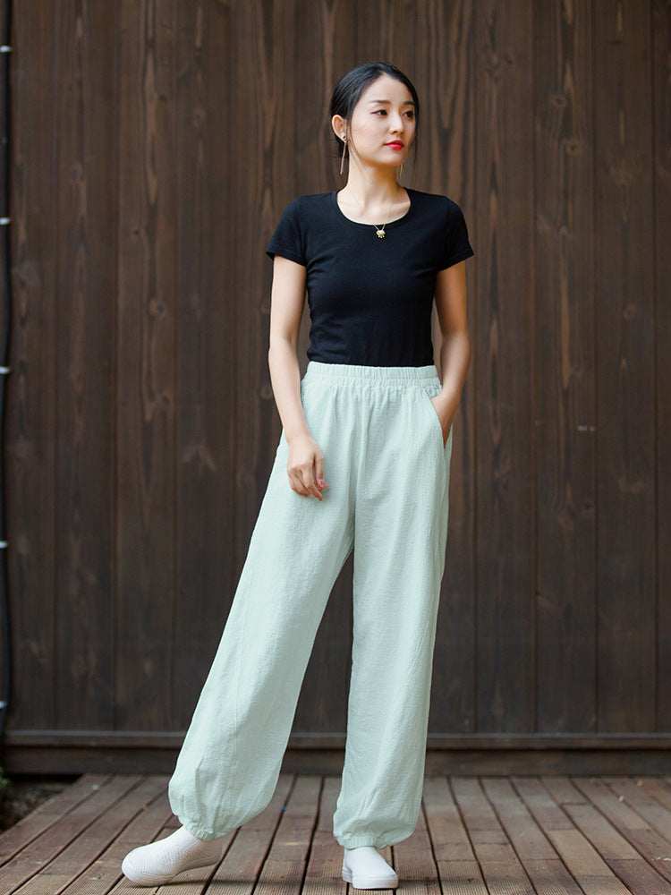 Women's casual linen pants,vintage cotton linen pants