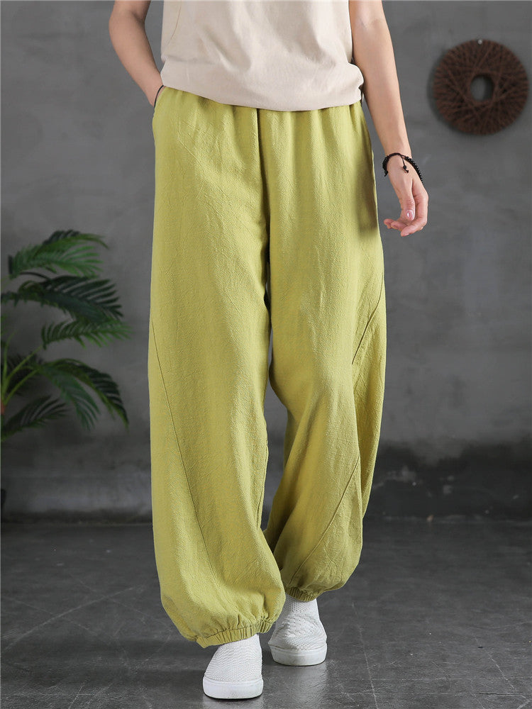 Women's casual linen pants,vintage cotton linen pants