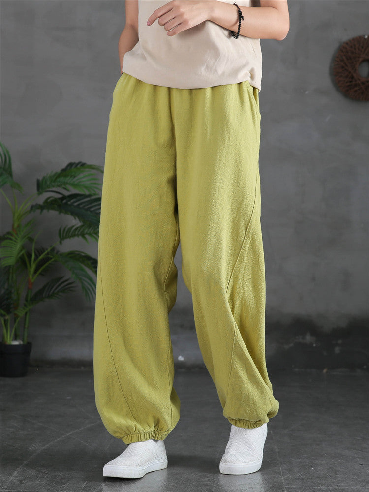 Women's casual linen pants,vintage cotton linen pants