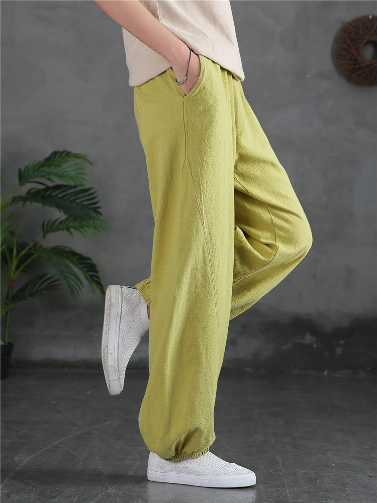 Women's casual linen pants,vintage cotton linen pants