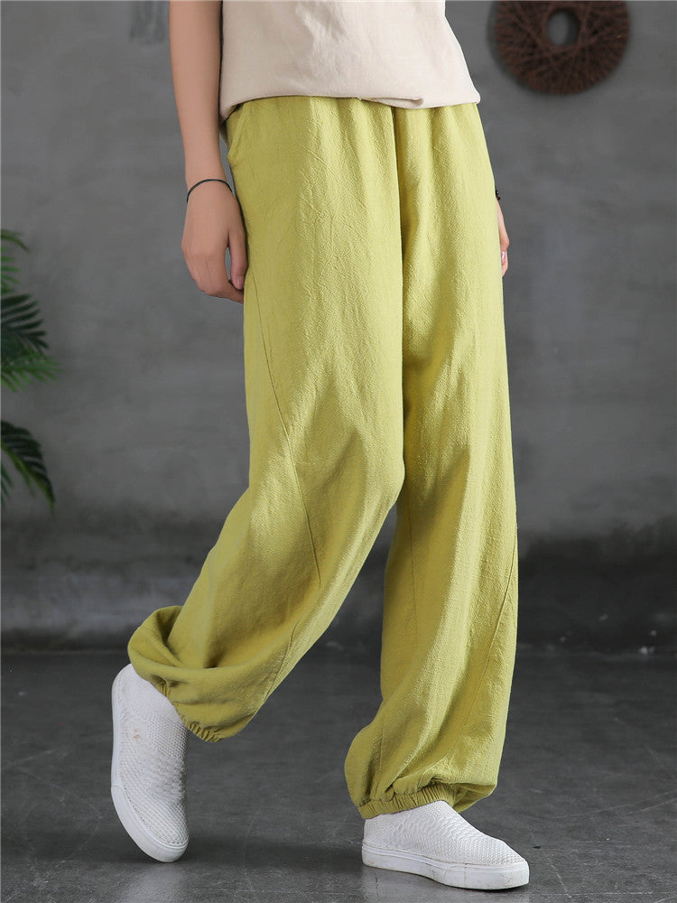 Women's casual linen pants,vintage cotton linen pants