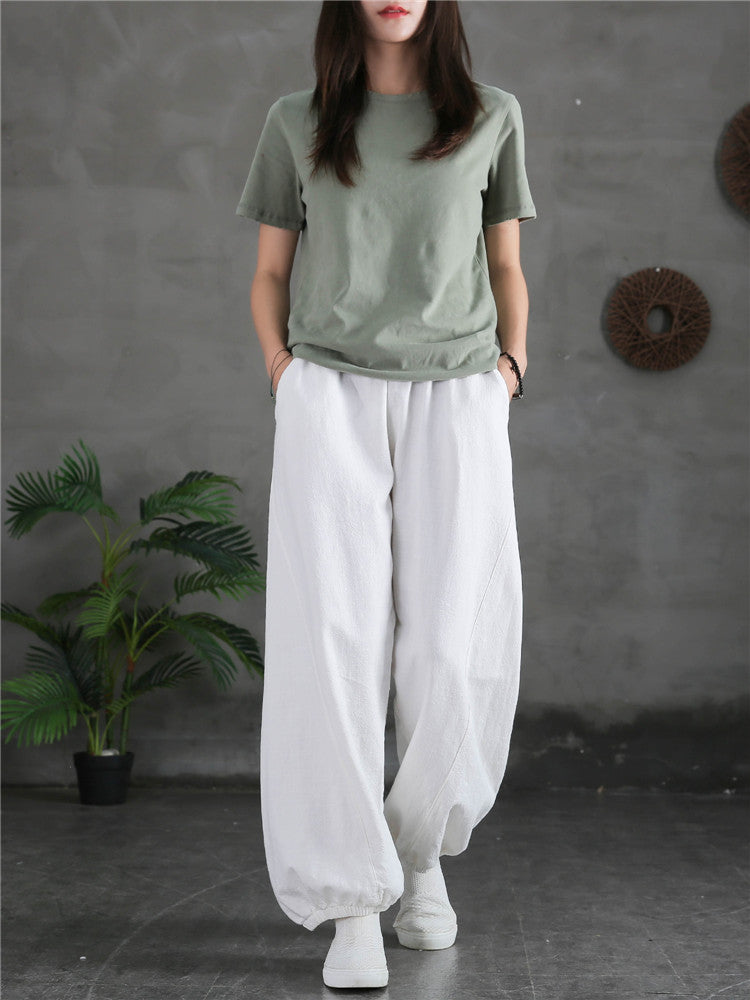 Women's casual linen pants,vintage cotton linen pants