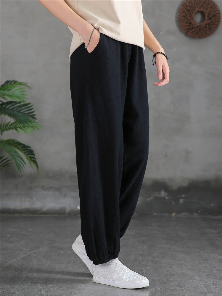 Women's casual linen pants,vintage cotton linen pants