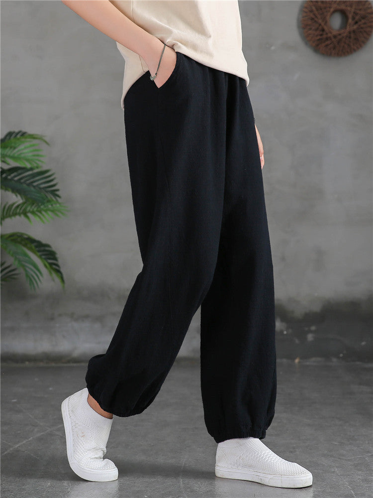 Women's casual linen pants,vintage cotton linen pants