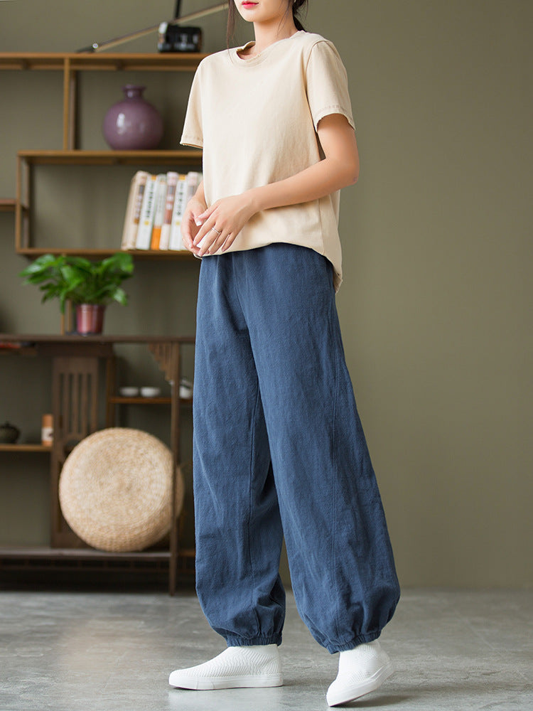 Women's casual linen pants,vintage cotton linen pants