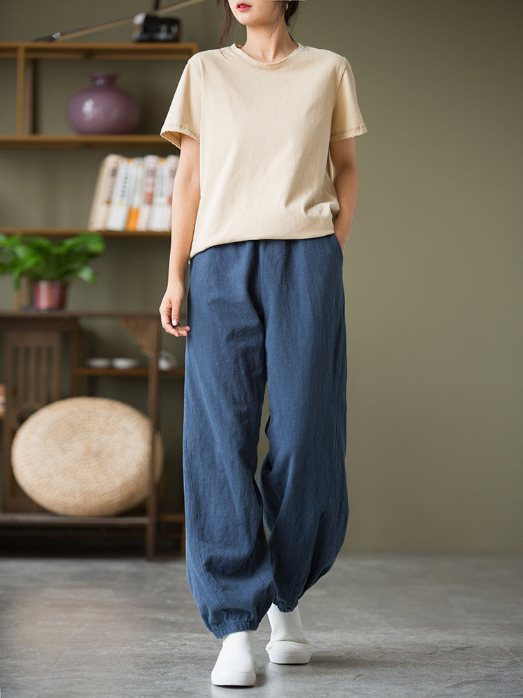 Women's casual linen pants,vintage cotton linen pants